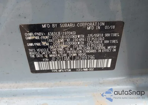 2018 Subaru Crosstrek 2.0I Limited из США, поврежденный, VIN JF2GTAMC1JH289796